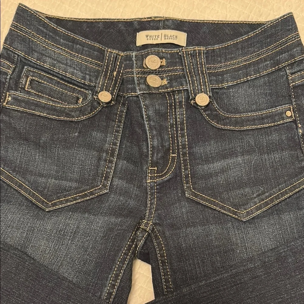 New WHBM Women's Dark Blue wide leg Jeans 00 - Picture 3 of 9